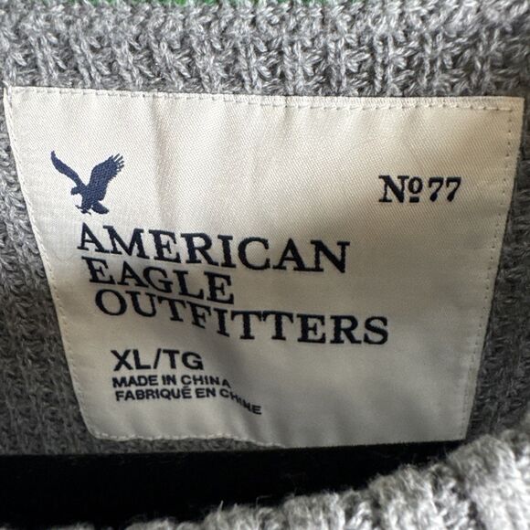 American Eagle Outfitters Gray Sweater Sz XL Waffle Knit Cotton Wool Midweight - Picture 2 of 8